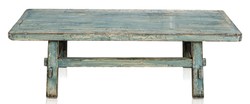 Casa Padrino Mesa de centro estilo rústico en madera de pino azul antiguo 140 x 54 x H. 43 cm