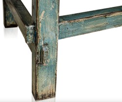 Casa Padrino Mesa de centro estilo rústico en madera de pino azul antiguo 140 x 54 x H. 43 cm