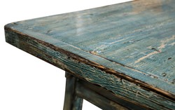 Casa Padrino Mesa de centro estilo rústico en madera de pino azul antiguo 140 x 54 x H. 43 cm