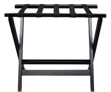 Casa Padrino Luxus Kofferständer Gepäckablage aus Buchenholz und Kunstleder in Schwarz 70 x 41 x H. 61 cm