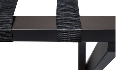 Casa Padrino Luxus Kofferständer Gepäckablage aus Buchenholz und Kunstleder in Schwarz 70 x 41 x H. 61 cm