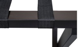 Casa Padrino Portaequipajes de lujo plegable en madera de haya y piel sintética negro 70 x 41 x H. 61 cm