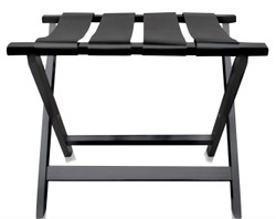 Casa Padrino Luxury Luggage Rack Folding Suitcase Stand in Black Beech Wood and Faux Leather 70 x 50 x H. 59 cm