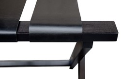 Casa Padrino Luxury Luggage Rack Folding Suitcase Stand in Black Beech Wood and Faux Leather 70 x 50 x H. 59 cm