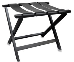 Casa Padrino Luxury Luggage Rack Folding Suitcase Stand in Black Beech Wood and Faux Leather 70 x 50 x H. 59 cm
