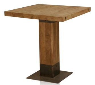 Casa Padrino Tavolo bar di lusso in legno di teak e acciaio Marrone / Nero 70 x 70 x H. 100 cm