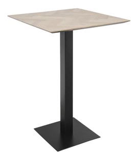 Casa Padrino Tavolo da bar di lusso in rovere e acciaio, Naturale / Nero, 70 x 70 x H. 101 cm