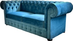 Sofá 2 plazas Chesterfield Casa Padrino en azul 160 x 90 x H. 78 cm - Sofá Chesterfield de lujo Sofá 2 plazas Chesterfield Casa Padrino en azul 160 x 90 x H. 78 cm - Sofá Chesterfield de lujo
