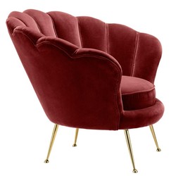 Casa Padrino fauteuil de luxe vin rouge / laiton 96,5 x 79 x H. 78 cm - Mobilier d'hôtel Design