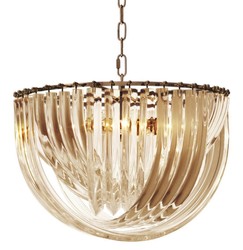 Casa Padrino lustre de luxe champagne / laiton antique Ø 50 x H. 33 cm - Collection de Luxe
