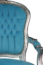 Casa Padrino Chaise de Salon Baroque Style Antique, Bleu Clair / Argent, 93 x 60 x 50 cm Casa Padrino Chaise de Salon Baroque Style Antique, Bleu Clair / Argent, 93 x 60 x 50 cm