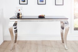 Console Designer Casa Padrino B144cm x H75cm x D54cm Nero / Argento - Consolle di lusso Console Designer Casa Padrino B144cm x H75cm x D54cm Nero / Argento - Consolle di lusso