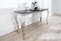 Console Designer Casa Padrino B144cm x H75cm x D54cm Nero / Argento - Consolle di lusso Console Designer Casa Padrino B144cm x H75cm x D54cm Nero / Argento - Consolle di lusso
