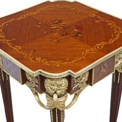 Casa Padrino Baroque Side Table Mahogany Incrustado / Gold H75 x 50 cm - Louis XVI Antique Style Table - Muebles