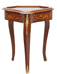 Casa Padrino Barock Beistelltisch Mahagoni Intarsien / Gold H75 x 55 cm - Ludwig XVI Antik Stil Tisch - Möbel Casa Padrino Barock Beistelltisch Mahagoni Intarsien / Gold H75 x 55 cm - Ludwig XVI Antik Stil Tisch - Möbel