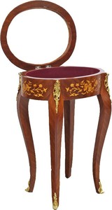 Casa Padrino Barock Beistelltisch Mahagoni Intarsien / Gold H75 x 55 cm - Ludwig XVI Antik Stil Tisch - Möbel