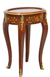 Casa Padrino Table d'Appoint Baroque en Acajou Marqueté / Doré H75 x 55 cm - Table d'Appoint Style Louis XVI - Mobilier