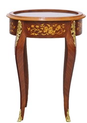 Casa Padrino Table d'Appoint Baroque en Acajou Marqueté / Doré H75 x 55 cm - Table d'Appoint Style Louis XVI - Mobilier