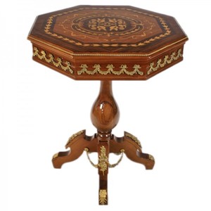 Casa Padrino Baroque Side Table Mahogany Incrustado / Gold H75 x 50 cm - Louis XVI Antique Style Table - Muebles