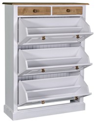 Casa Padrino Country House Style Shoe Cabinet Antique White / Natural Colors 103 x 35 x H. 140 cm