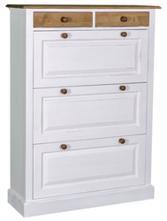 Casa Padrino Country House Style Shoe Cabinet Antique White / Natural Colors 103 x 35 x H. 140 cm