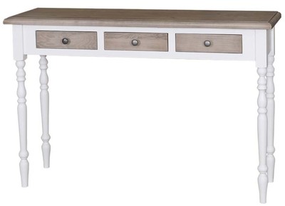 Casa Padrino Country House Style Console Table with 3 Drawers White / Natural 120 x 35 x H. 79 cm