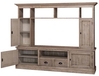 Casa Padrino Landhausstil Fernsehschrank aus massivem Kiefernholz, Naturfarben, 207 x 46 x H. 166 cm