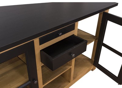 Casa Padrino Landhausstil Küchenschrank mit Arbeitsplatte Naturfarben / Schwarz 150 x 90 x H. 90 cm