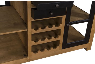 Casa Padrino Landhausstil Küchenschrank mit Arbeitsplatte Naturfarben / Schwarz 150 x 90 x H. 90 cm