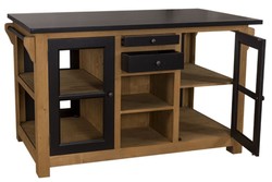 Casa Padrino Mueble de cocina estilo casa de campo con encimera Natural / Negro 150 x 90 x H. 90 cm