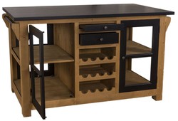 Casa Padrino Mueble de cocina estilo casa de campo con encimera Natural / Negro 150 x 90 x H. 90 cm