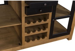 Casa Padrino Mueble de cocina estilo casa de campo con encimera Natural / Negro 150 x 90 x H. 90 cm