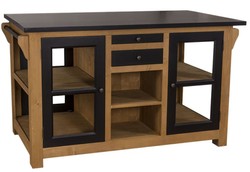 Casa Padrino Mueble de cocina estilo casa de campo con encimera Natural / Negro 150 x 90 x H. 90 cm
