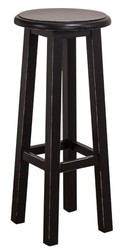 Casa Padrino Country House Style Bar Chair Antique Style Black Ø 35 x H. 82 cm - Solid Pine Wood Bar Stool