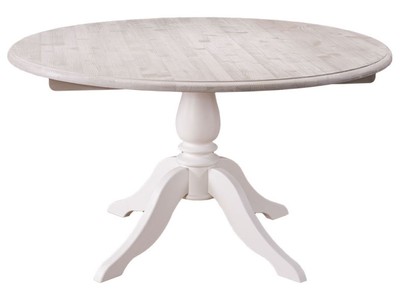 Casa Padrino Country House Style Dining Table Natural / White Ø 130 x H. 78 cm - Round Wooden Table