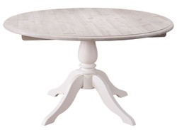 Casa Padrino Country House Style Dining Table Natural / White Ø 130 x H. 78 cm - Round Wooden Table
