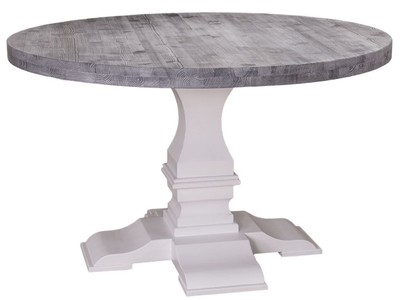 Casa Padrino Country House Style Dining Table Round Black / White Ø 130 x H. 78 cm - Solid Wood Dining Table