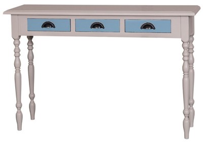Casa Padrino Country House Style Console Table with 3 Drawers Grey / Blue 120 x 35 x H. 79 cm