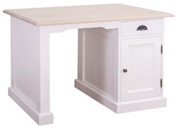 Casa Padrino Bureau style maison de campagne en blanc et naturel 110 x 70 x H. 78 cm - Pin massif et chêne