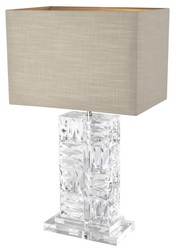 Casa Padrino lampada da tavolo in vetro cristallo con paralume naturale 28 x 45 x H. 76,5 cm - Mobili e Accessori di Lusso