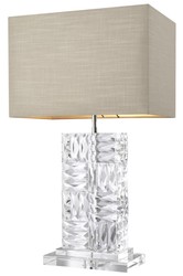 Casa Padrino lampada da tavolo in vetro cristallo con paralume naturale 28 x 45 x H. 76,5 cm - Mobili e Accessori di Lusso