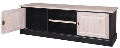 Casa Padrino Landhausstil Fernsehschrank TV Sideboard in Schwarz und Naturfarben 180 x 46 x H. 56 cm