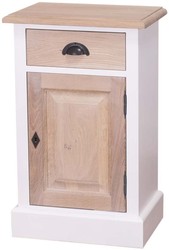 Casa Padrino Cómoda de dormitorio estilo rústico Blanco / Natural 47 x 32 x Al. 75 cm