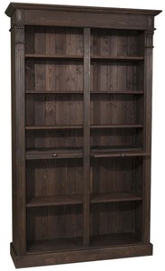 Casa Padrino Landhausstil Bücherschrank aus massivem Kiefernholz in Dunkelbraun 119 x 39 x H. 197 cm - Wohnzimmer Regalschrank