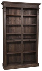 Casa Padrino Libreria in stile country in legno di pino massello marrone scuro 119 x 39 x A. 197 cm - Mobile da soggiorno