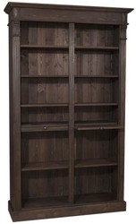 Casa Padrino Libreria in stile country in legno di pino massello marrone scuro 119 x 39 x A. 197 cm - Mobile da soggiorno