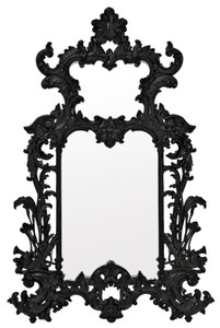 Casa Padrino luxury baroque style living room wall mirror black 124 x H. 190 cm - Limited Edition