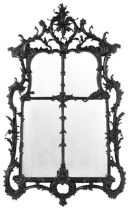 Casa Padrino luxury baroque style living room wall mirror black 102 x H. 174 cm - Limited Edition