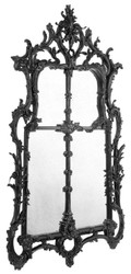 Casa Padrino luxury baroque style living room wall mirror black 102 x H. 174 cm - Limited Edition