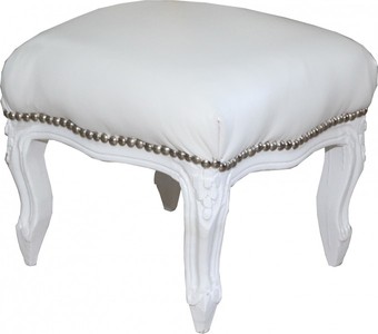 Casa Padrino baroque escabeau aspect cuir blanc / blanc Casa Padrino baroque escabeau aspect cuir blanc / blanc